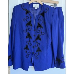 Valerie Stevens Women's‎ Royal Blue Button Blazer & Skirt 2 Piece Suit Set 12